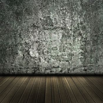 Grunge wall with floor, interior of a room.