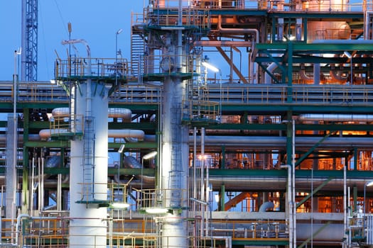 Night scene of chemical plant structure