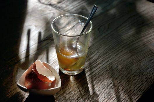 Soft-boiled egg in clear glass with morning light 