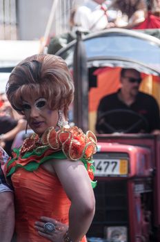 Cologne, Germany - July 7: costumed people at the CSD (Gay Pride Parade called Christopher Street Day) in Cologne on July 7, 2013