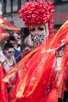 Cologne, Germany - July 7: costumed people at the CSD (Gay Pride Parade called Christopher Street Day) in Cologne on July 7, 2013