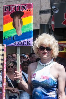 Cologne, Germany - July 7: costumed people at the CSD (Gay Pride Parade called Christopher Street Day) in Cologne on July 7, 2013