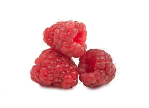 raspberries isolated on white background