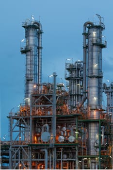 Chemical plant structure with lighting reflection