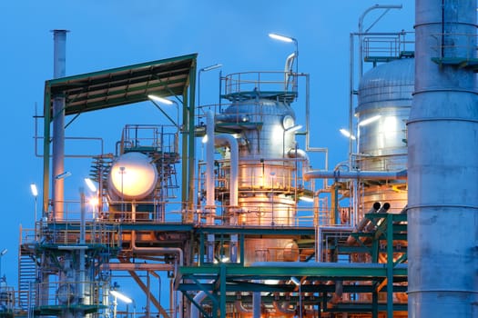 Chemical plant structure with lighting reflection