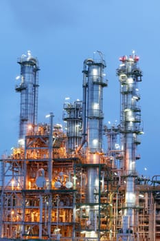 Chemical plant structure with lighting reflection