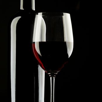 Red Wine Glass silhouette Black Background