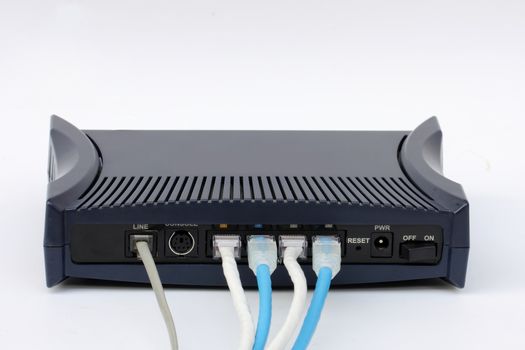 Ethernet switch  and router connect Lan on the white background