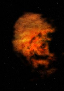 Far being shone nebula and star field against space
