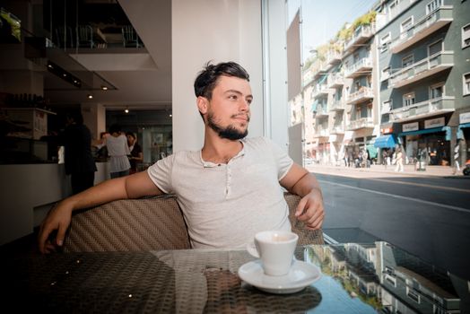 young stylish man in a bar