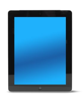 Tablet computer front view, isolated on white background