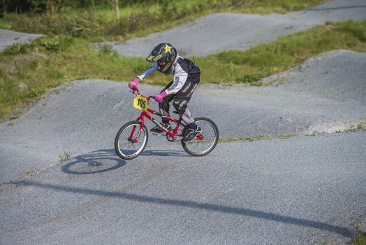 My grandson is an active BMX cyclist, the pictures are shot in Aremark Municipality, Norway where the Bmx track is.