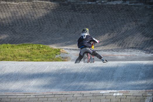 My grandson is an active BMX cyclist, pedal clip slipped in a high jump and he landed with testicles on the bicycle frame. The pictures are shot in Aremark Municipality, Norway where the Bmx track is.