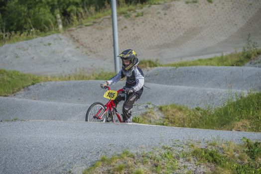 My grandson is an active BMX cyclist, the pictures are shot in Aremark Municipality, Norway where the Bmx track is.