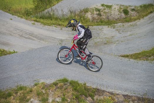 My grandson is an active BMX cyclist, the pictures are shot in Aremark Municipality, Norway where the Bmx track is.