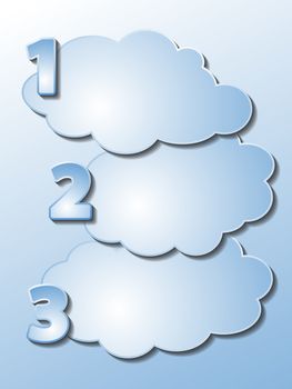 Set of different shape of clouds with numbers - illustration