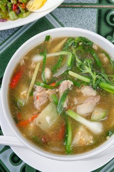 hot and spicy pork soup made from spices and vegetable