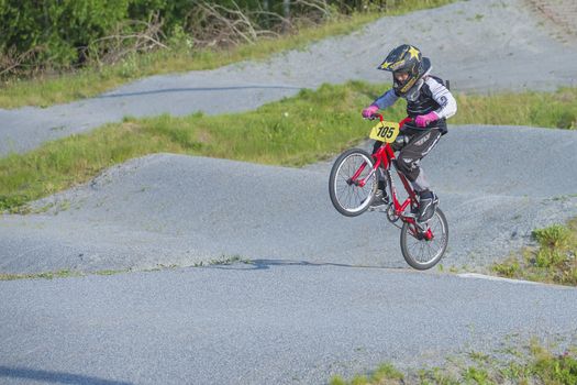 My grandson is an active BMX cyclist, the pictures are shot in Aremark Municipality, Norway where the Bmx track is.