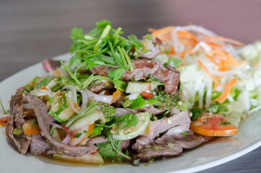 Spicy salad of roasted beef  , Thai style cuisine