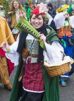 CHICAGO - MARCH 16 : People with a Renaissance costume Participating in the annual Saint Patrick's Day Parade in Chicago on March 16 2013