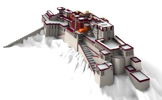 Der erste Palastbau wurde im Jahr 637 von Songtsen Gampo f��r seine Frau Wen Cheng auf dem ���Roten Berg��� in Lhasa angelegt.