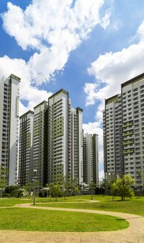 A park leading to a green estate in Singapore.