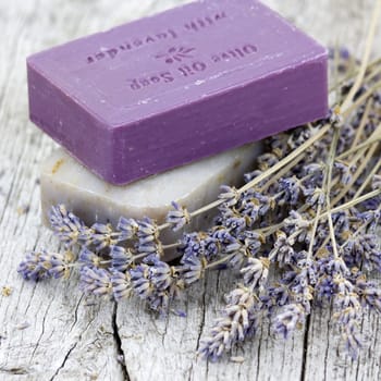 natural soap with dried lavender