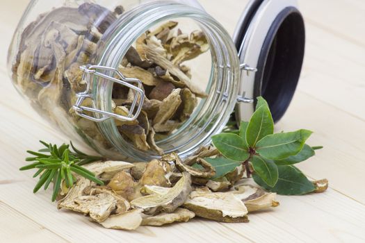 herbs and dried mushrooms - boletus