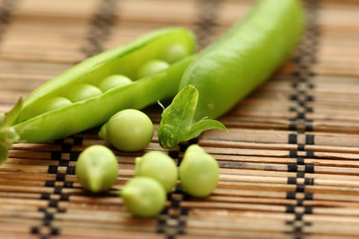 Still Life with pods of green peas