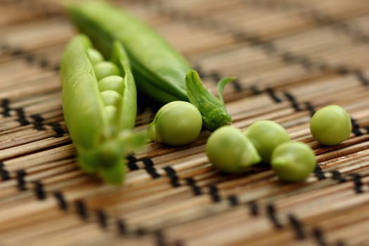 Still Life with pods of green peas