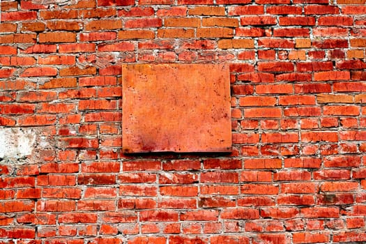 background with brick wall and plate for text