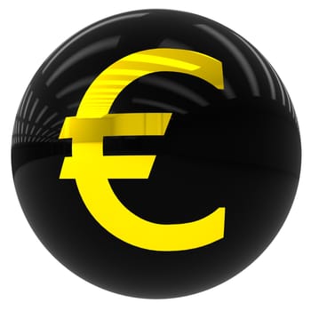 3d black ball with the euro symbol isolated on white with clipping path
