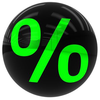 3d black ball with the percent sign isolated on white with clipping path
