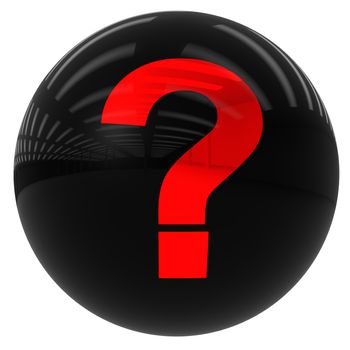 3d black ball with the sign interrogation isolated on white with clipping path
