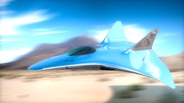 futuristic fighter plane made ​​in 3d with clipping path