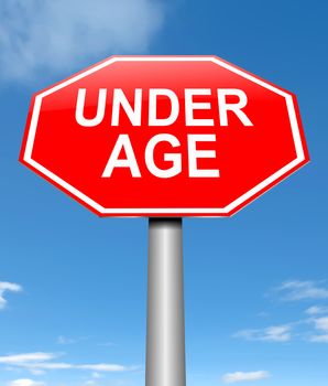 Illustration depicting a sign with an under age concept.