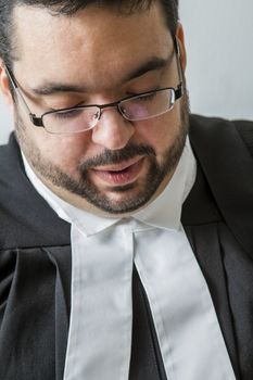 Close up portrait of a man in canadian lawyer toga