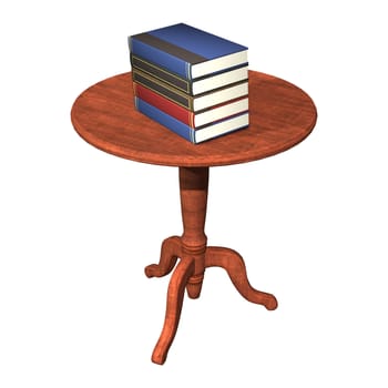 3D digital render of a pile of books laying on the table isolated on white background