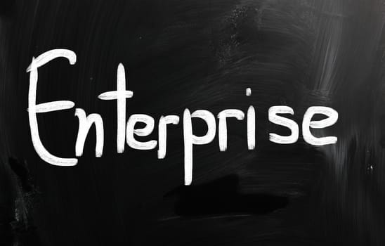 Business ideas handwritten with white chalk on a blackboard.