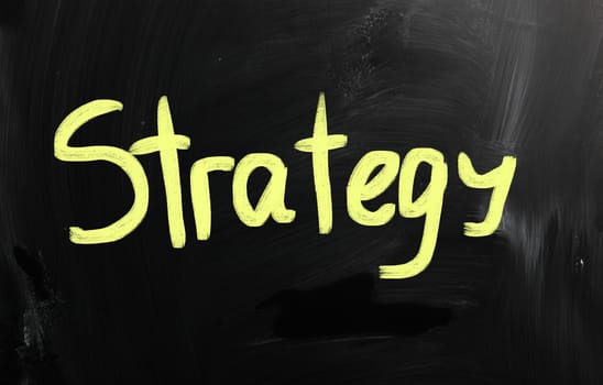 Business ideas handwritten with white chalk on a blackboard.