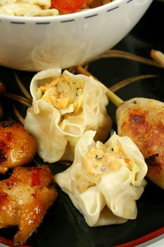 Delicious steamed yum cha dim sums ready to serve.