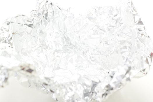 Close-up of thin crinkled aluminum foil