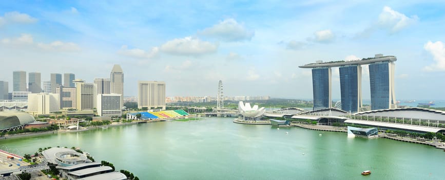 Singapore skyline with Marina Bay Hotel in the right