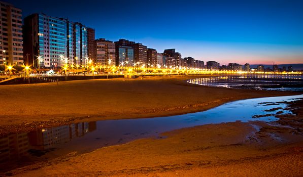 sunset on Gij�n beach, Asturias