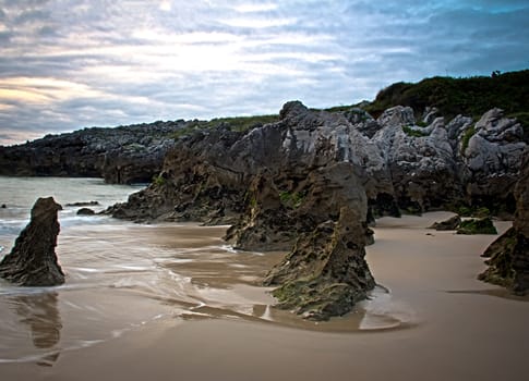rocky beach landscape in Llanes, Asturias