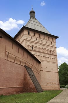 Tower of the fortress wall in the city of Suzdal. Russia