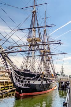 USS Constitution, wooden-hulled, three-masted heavy frigate of the United States Navy
