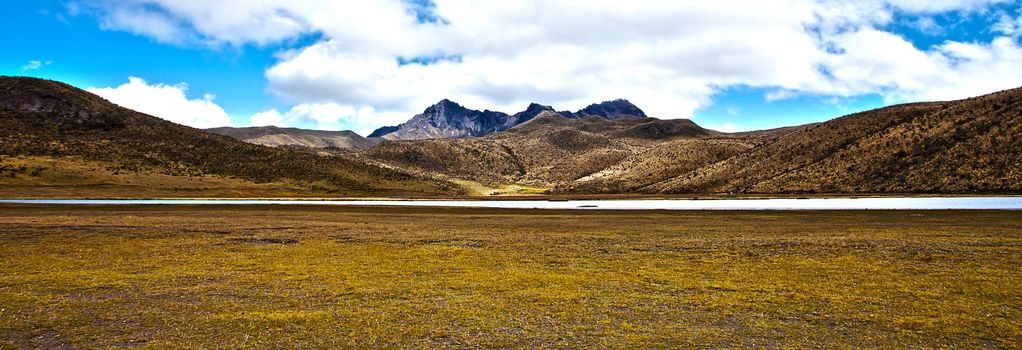 mountains and lake in the Cotopaxi National Park