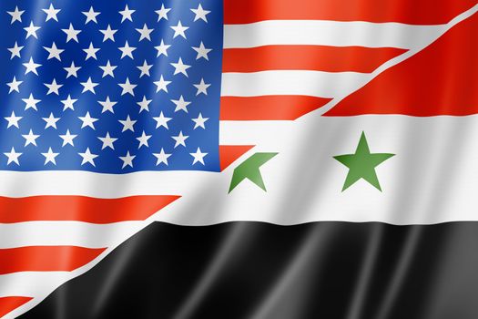 Mixed USA and Syria flag, three dimensional render, illustration