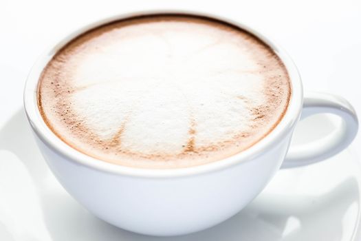 Cup of hot cafe mocha isolated on white background